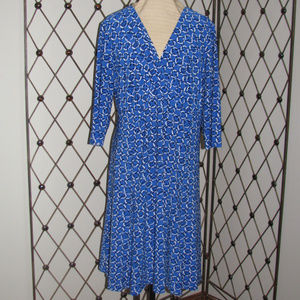 CHAPS blue white black geometric stretch dress 20W